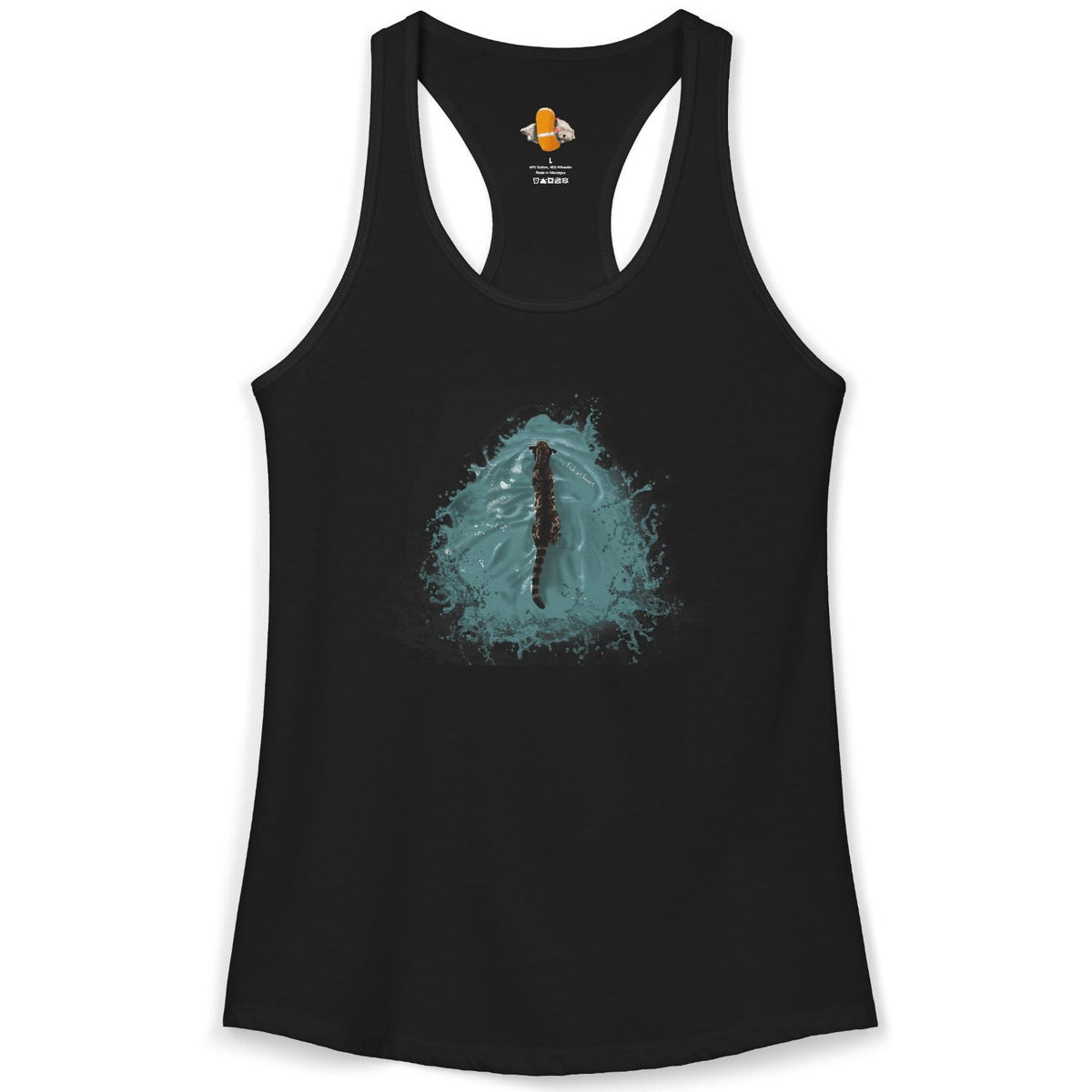 Fish at Heart Flounder Purrmaid Racerback Tank, shown in Solid Black