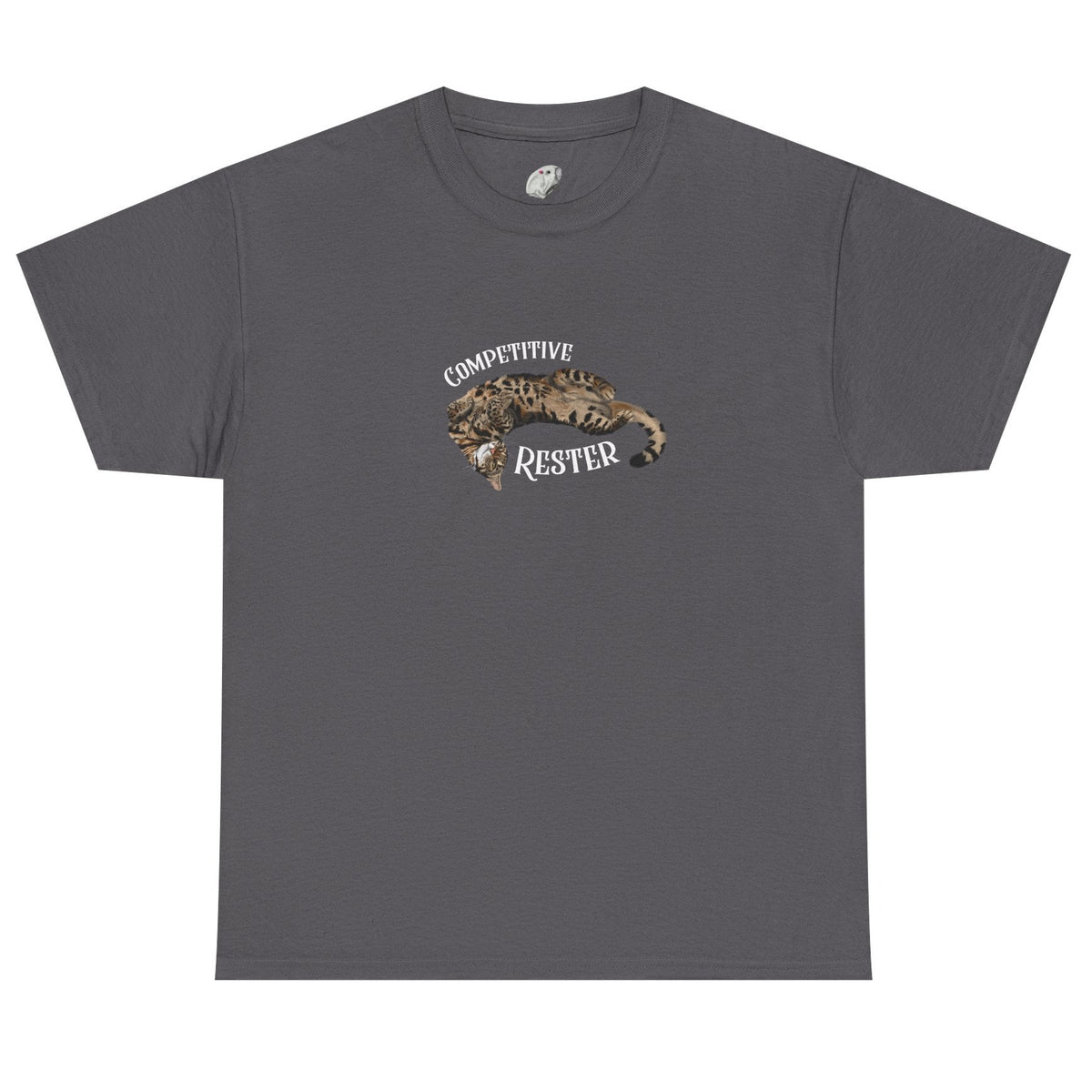 Flounder 'Competitive Rester' T-Shirt - Funny Resting Pose Tee, shown in Charcoal