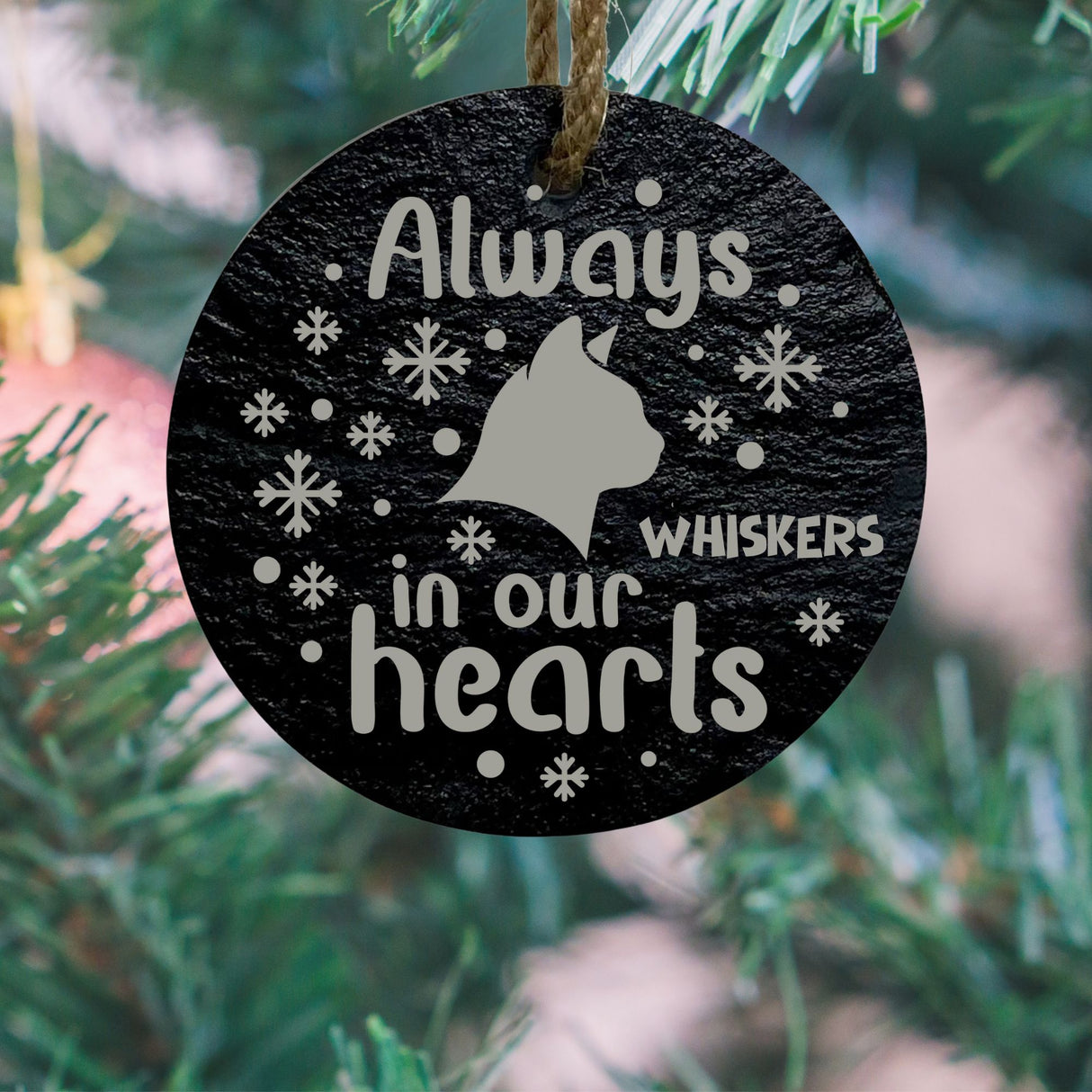 Personalized Cat Memorial Slate Ornament – Always in Our Hearts