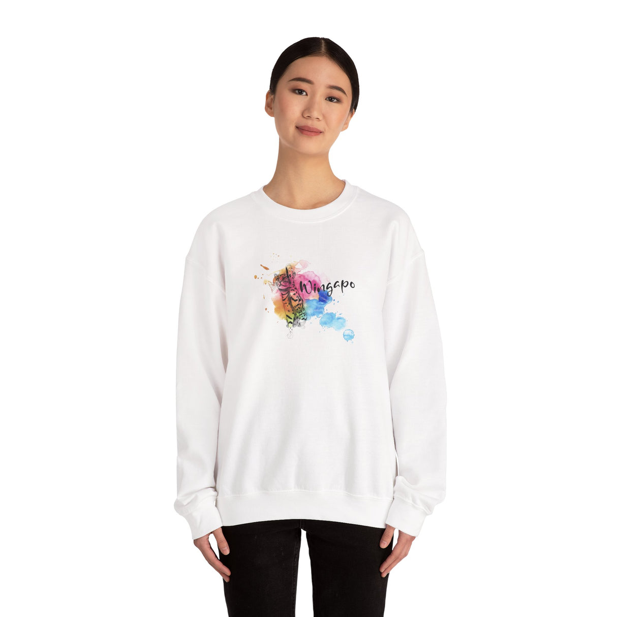 Crewneck Sweatshirt - Wingapo Watercolor Design featuring Flounder the Purrmaid
