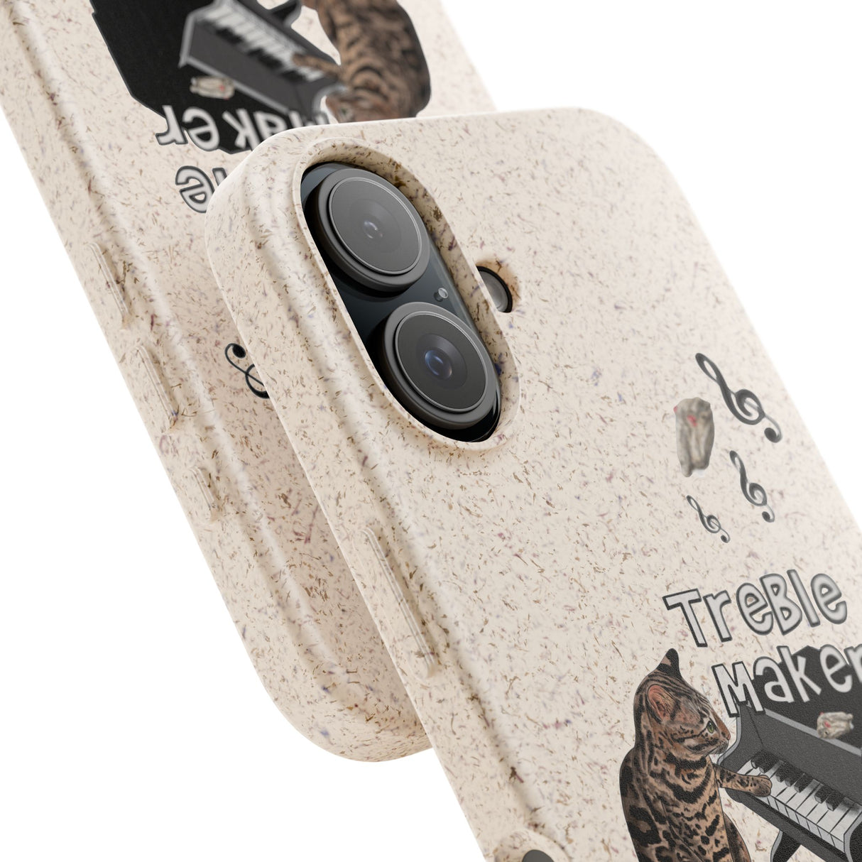 Phone case - Treble Maker Hand Drawn Design by Flounder's Mom, Nina Featuring Flounder the Purrmaid Playing Piano for Mouse Toy