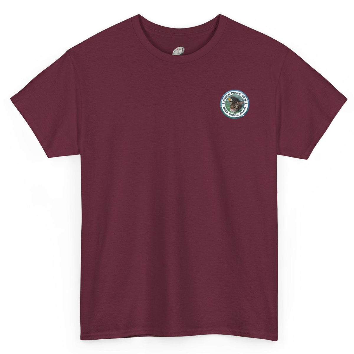 Salty Paws Club Tee - Flounder the Purrmaid & Life‑Vest Mouse Toy Shirt, shown in Maroon
