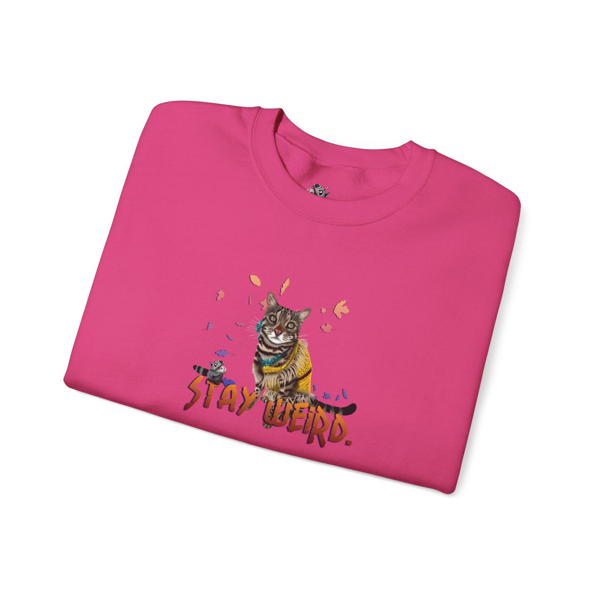 Stay Weird Sweatshirt — Hand-Drawn Flounder & Mouse Toy Hug Crewneck