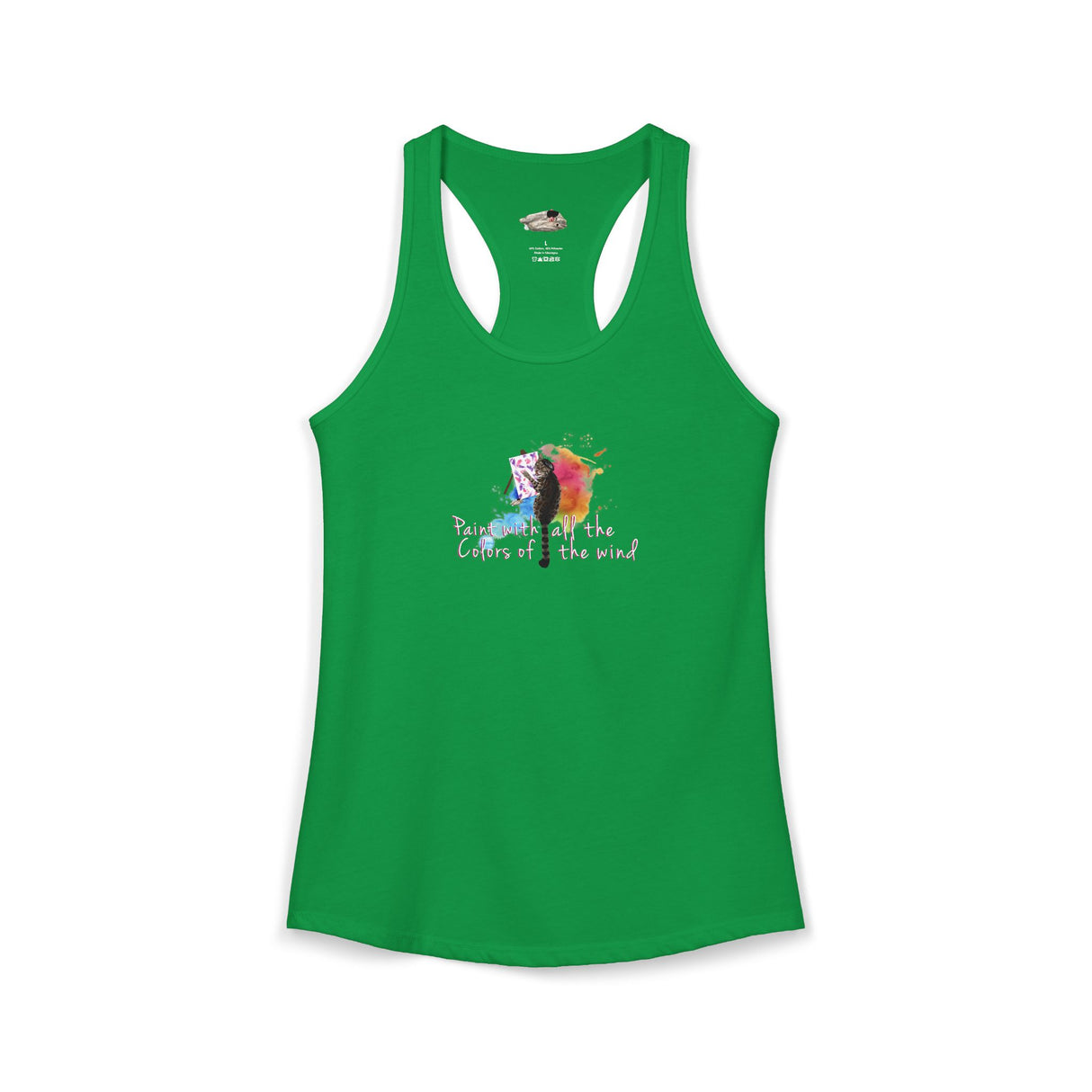 Women's Racerback Tank — "Paint With All the Colors of the Wind" Flounder the Purrcasso Art Tank