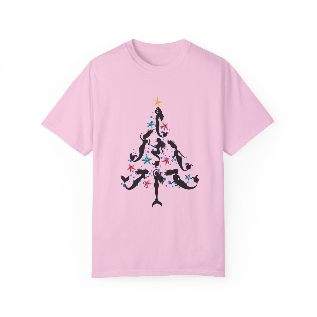 Mermaid Christmas Tree Comfort Colors t-shirt in blossom
