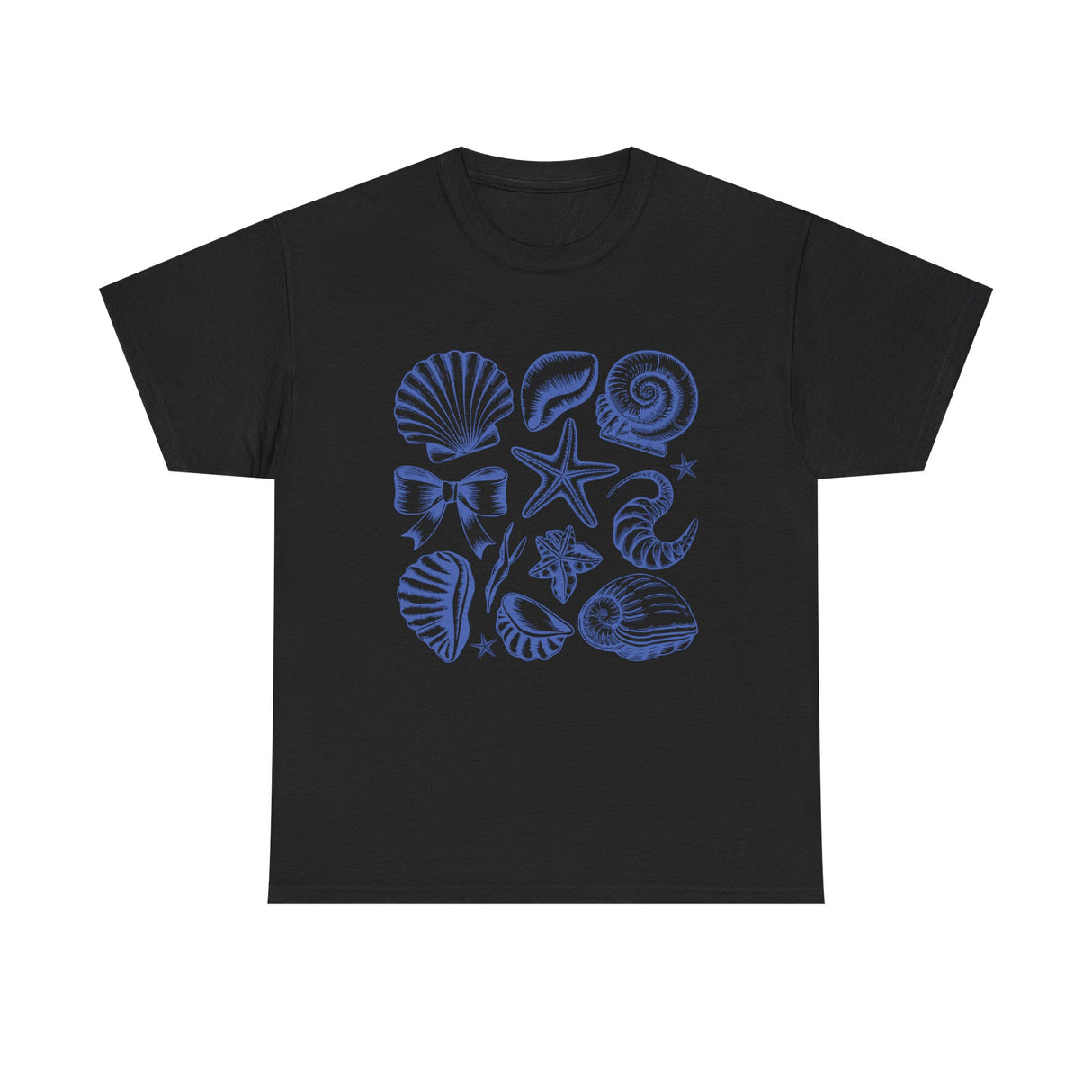 Blue Coastal Coquette Shell Cotton T-Shirt