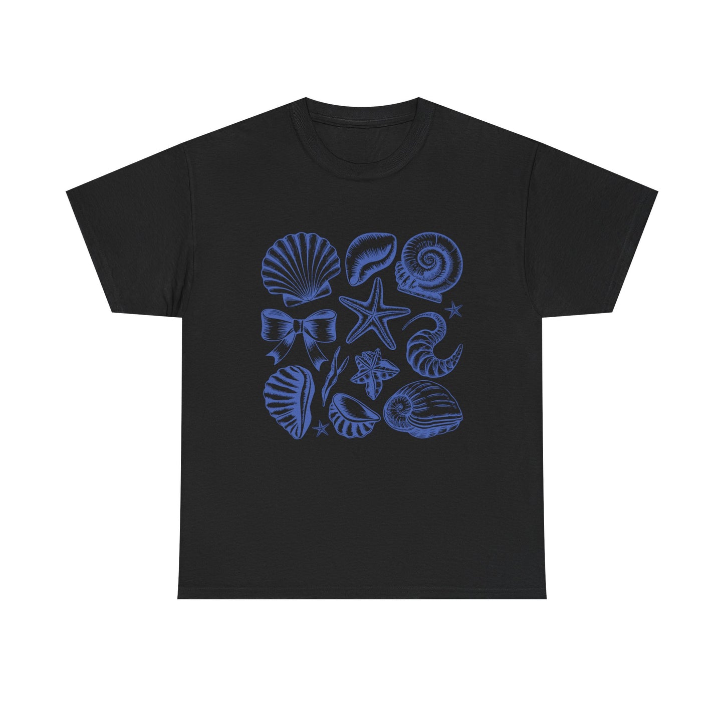 Blue Coastal Coquette Shell Cotton T-Shirt