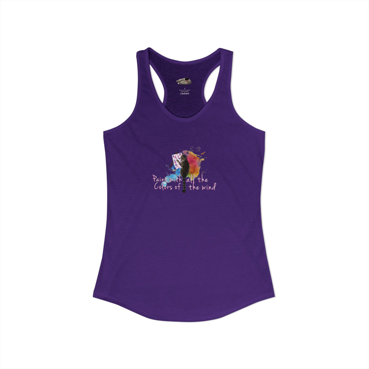 Women's Racerback Tank — "Paint With All the Colors of the Wind" Flounder the Purrcasso Art Tank