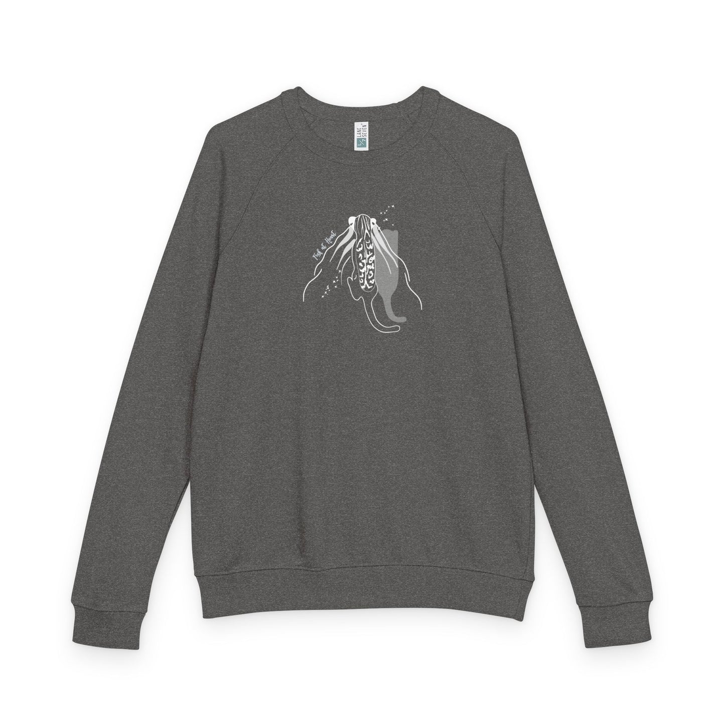Raglan Crewneck Sweatshirt - Fish at Heart Flounder Purrmaid Inspired Design