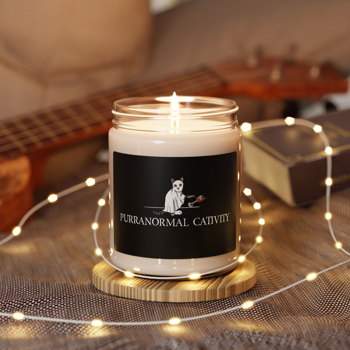Soy Candle - Purranormal Cativity design featuring Flounder and Mouse Toy