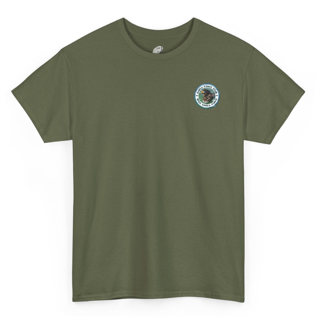 Salty Paws Club Tee - Flounder the Purrmaid & Life‑Vest Mouse Toy Shirt, shown in Military Green