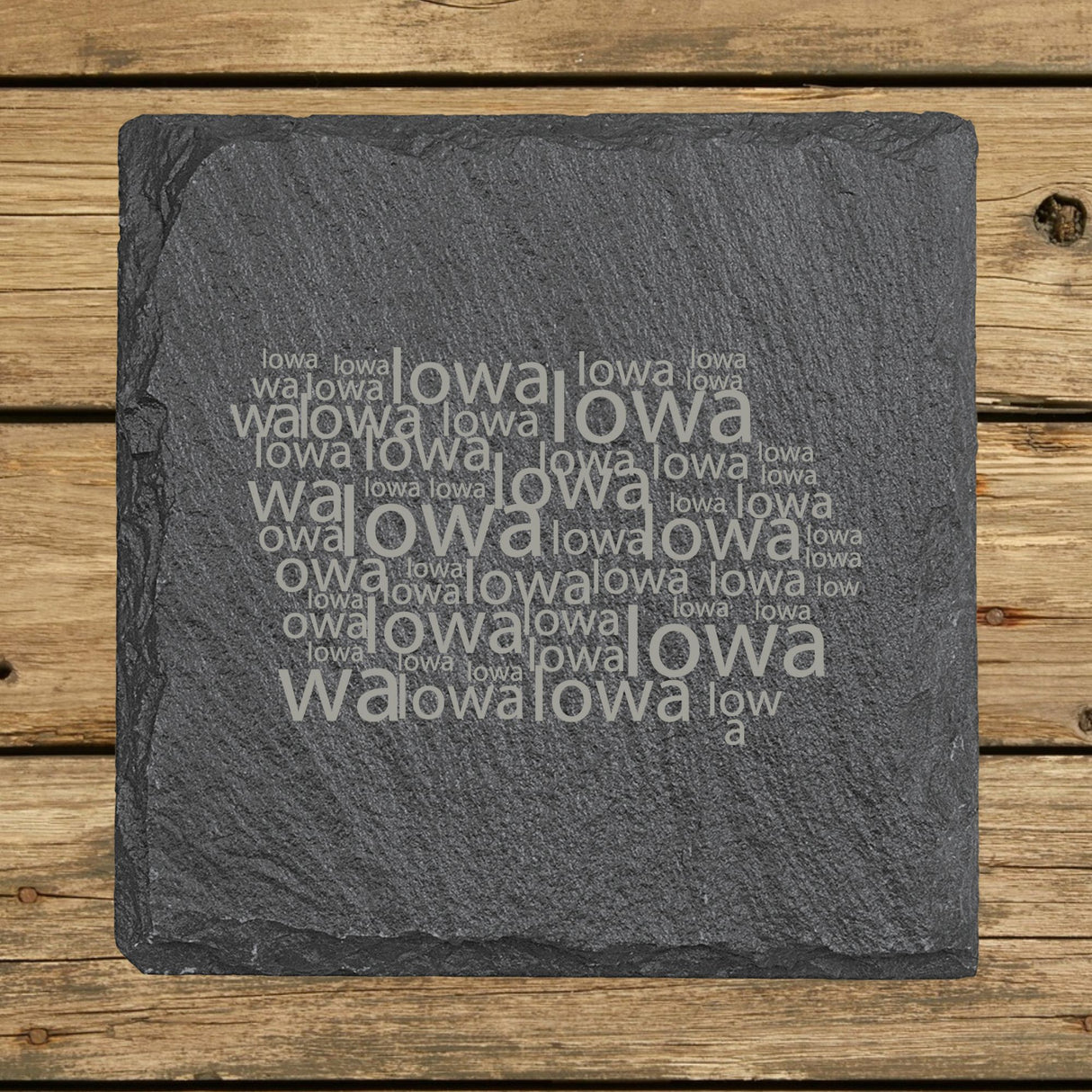 Iowa Slate Coaster Set – Engraved Natural Stone (Set of 4)