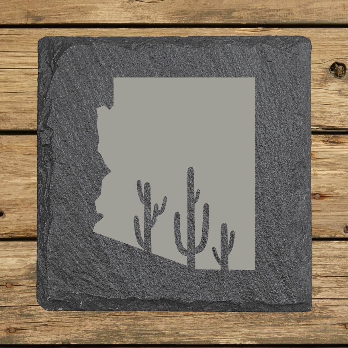Arizona Slate Coaster Set – Engraved Natural Stone (Set of 4)