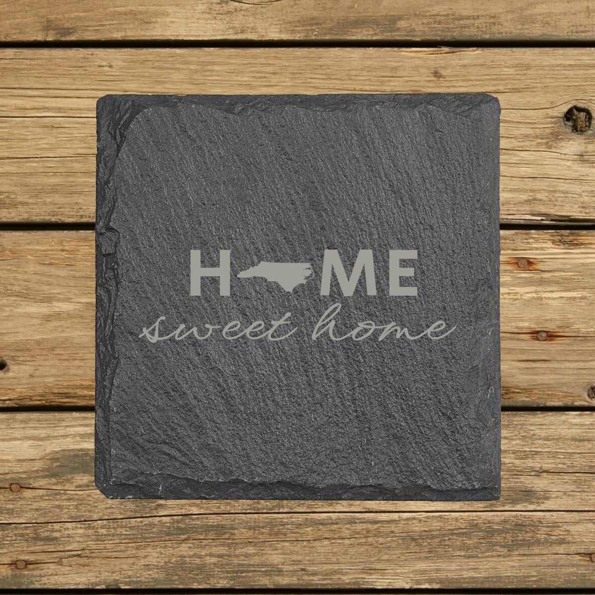 North Carolina Slate Coaster Set – Engraved Natural Stone (Set of 4)