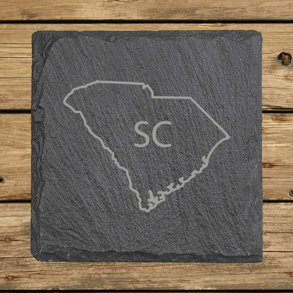 South Carolina Slate Coaster Set – Engraved Natural Stone (Set of 4)