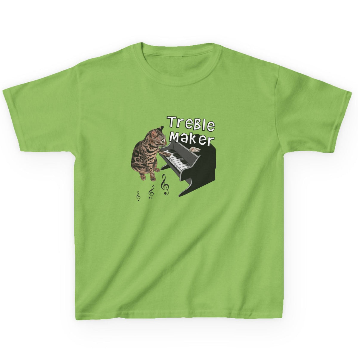 Kids Tee - Treble Maker Design Hand Drawn by Flounder's Mom, Nina Featuring Flounder the, shown in Lime