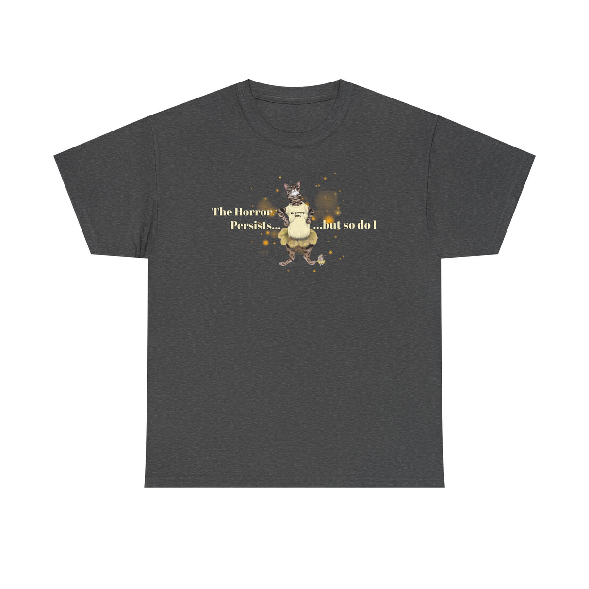 Unisex Heavy Cotton Tee - Bravery Tutu design featuring Flounder with Mouse Toy by her side