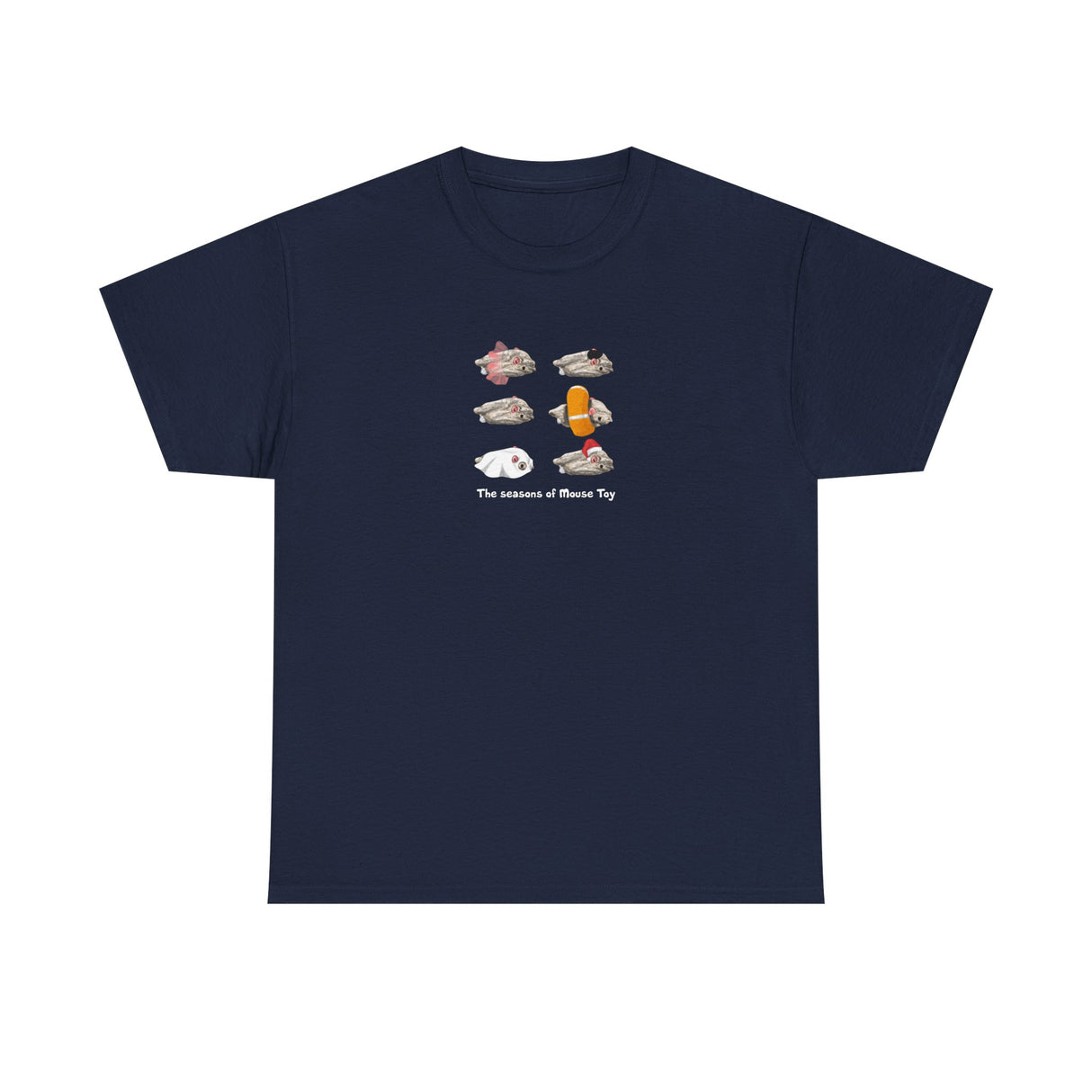 Seasons of Mouse Toy Unisex Tee - Santa Hat, Yamaka, Halloween Ghost, Ballet Tutu, Life Vest - Hand Drawn by Nina
