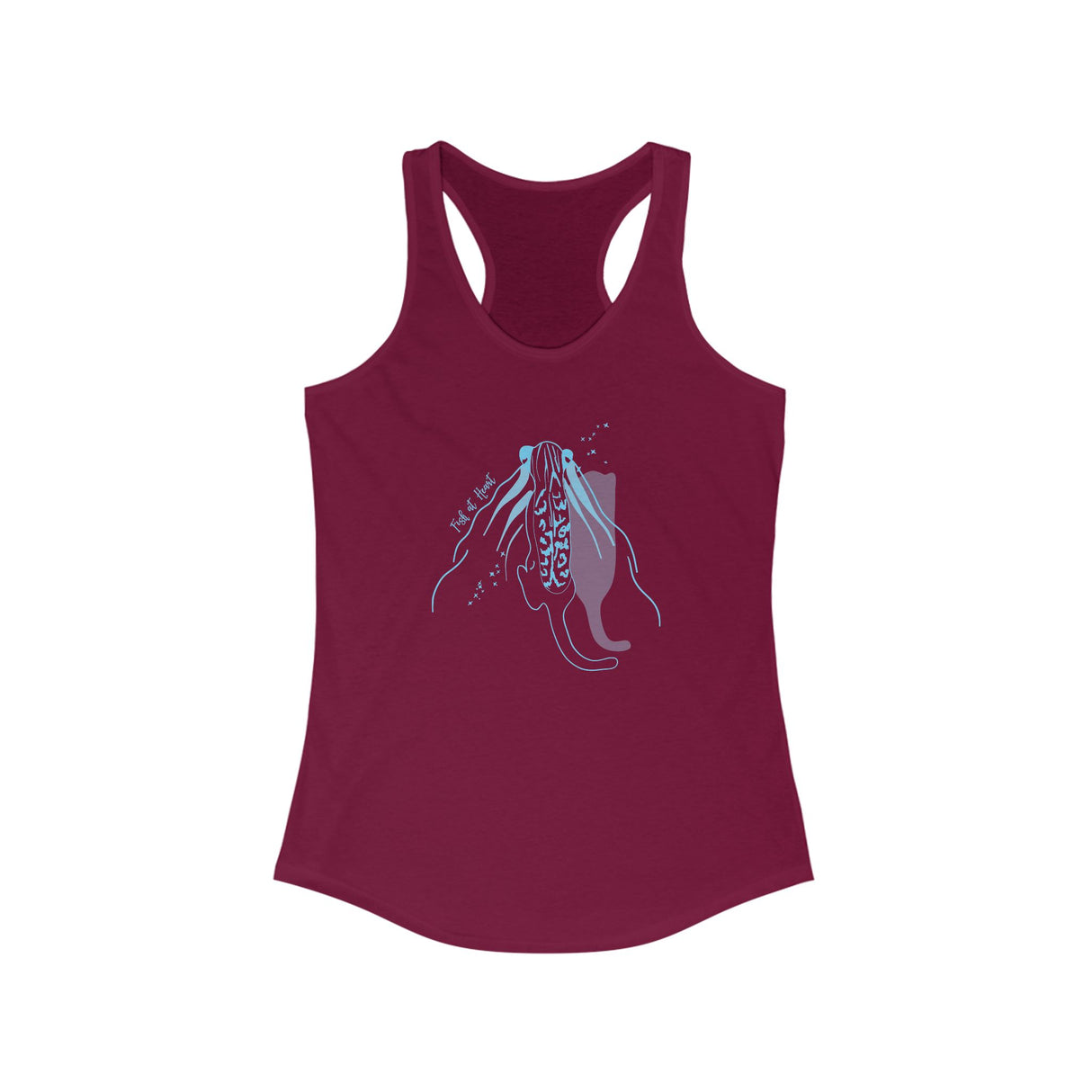 Tank Top - Woman's Ideal Racerback Tank with Flounder the Purrmaid Line Drawing Design