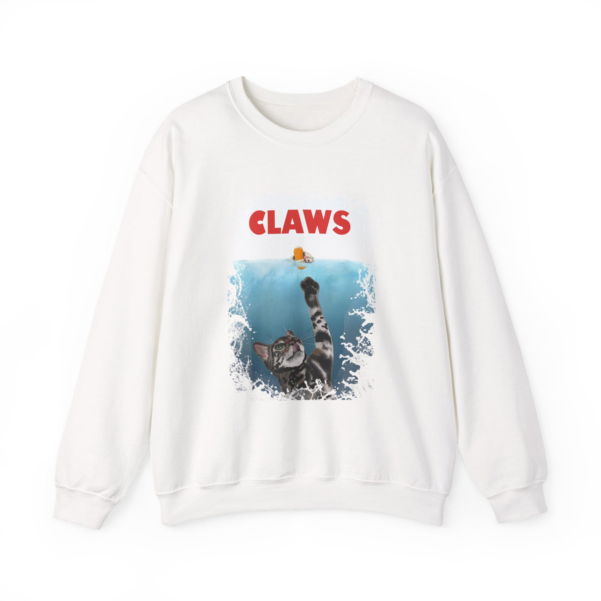 Funny Cat 'Claws' Unisex Crewneck Sweatshirt featuring Flounder and Mouse Toy