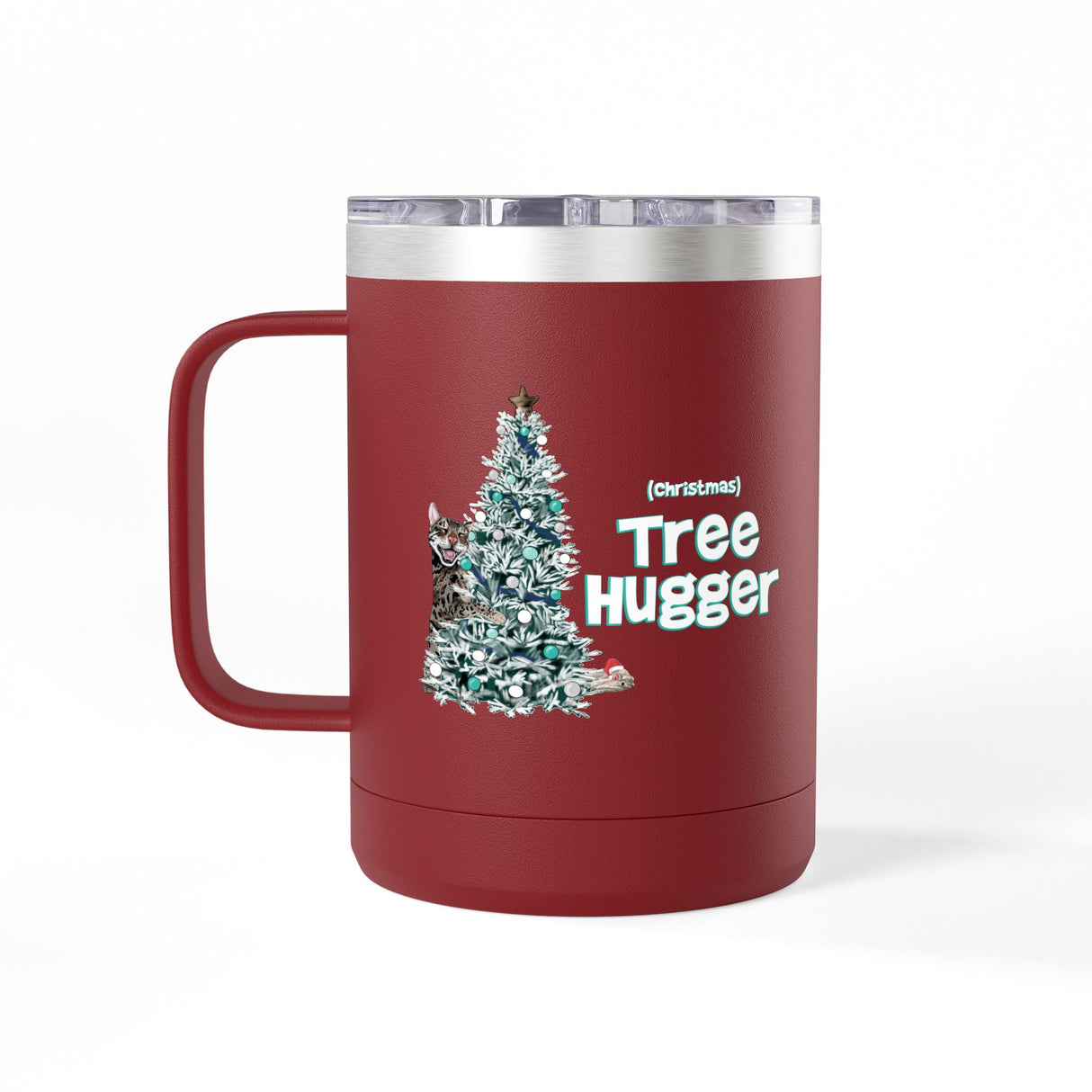 Coffee Mug Tumbler - Christmas Tree Hugger Design