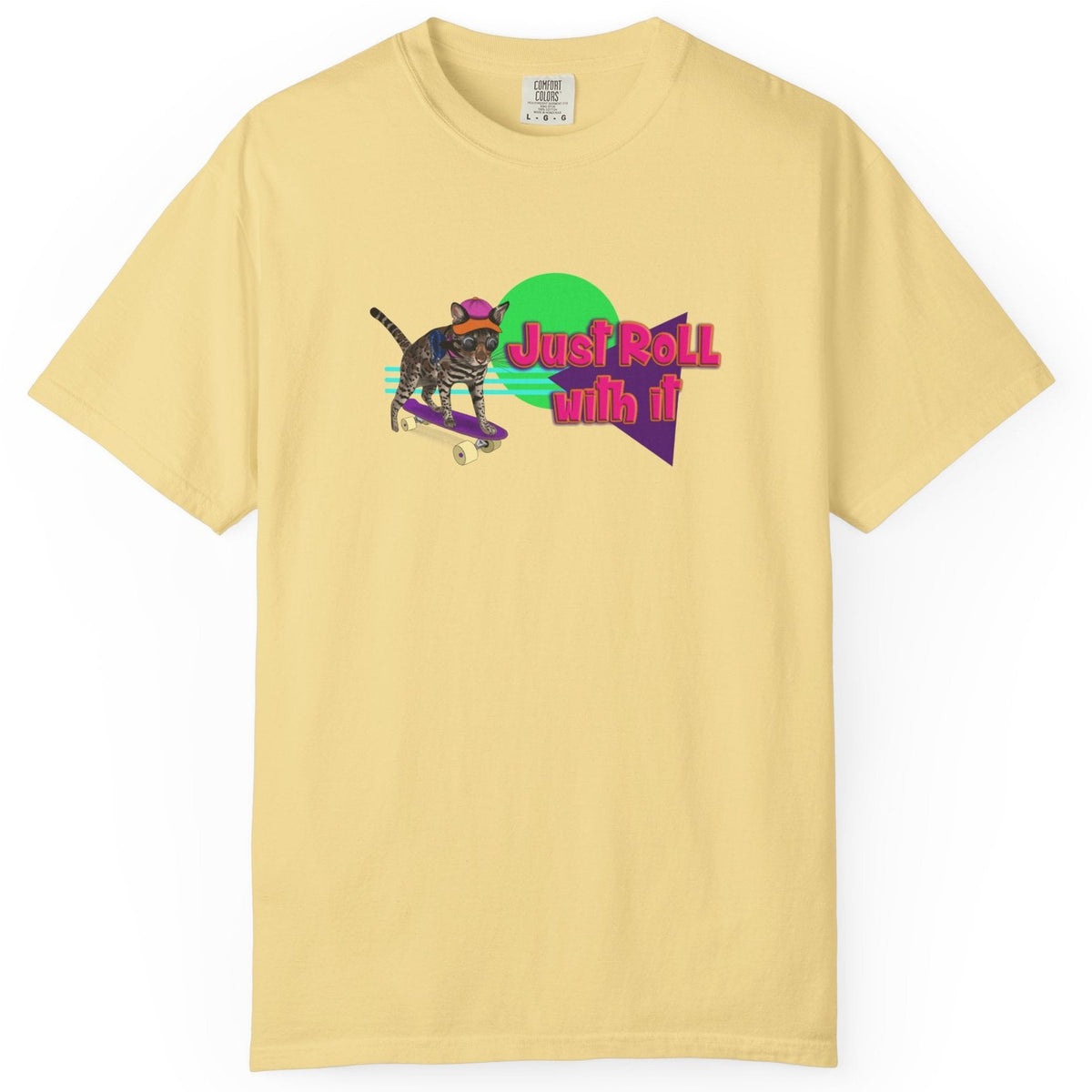 Graphic Tee - Just Roll with it featuring Flounder the Purrmaid, shown in Butter