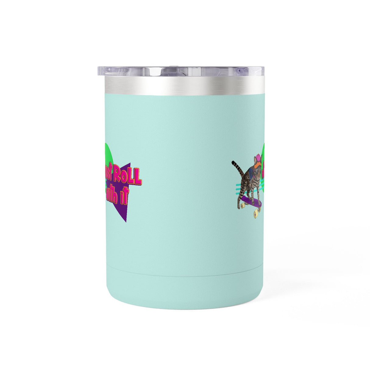 Coffee Mug Tumbler - Just Roll with it Flounder the Purrmaid Design by Nina, 15oz
