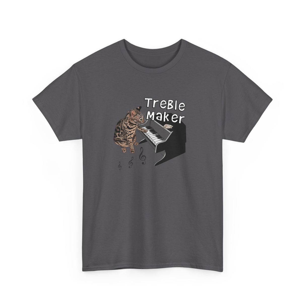 T-Shirt Treble Maker featuring Flounder the Purrmaid Playing Piano Design