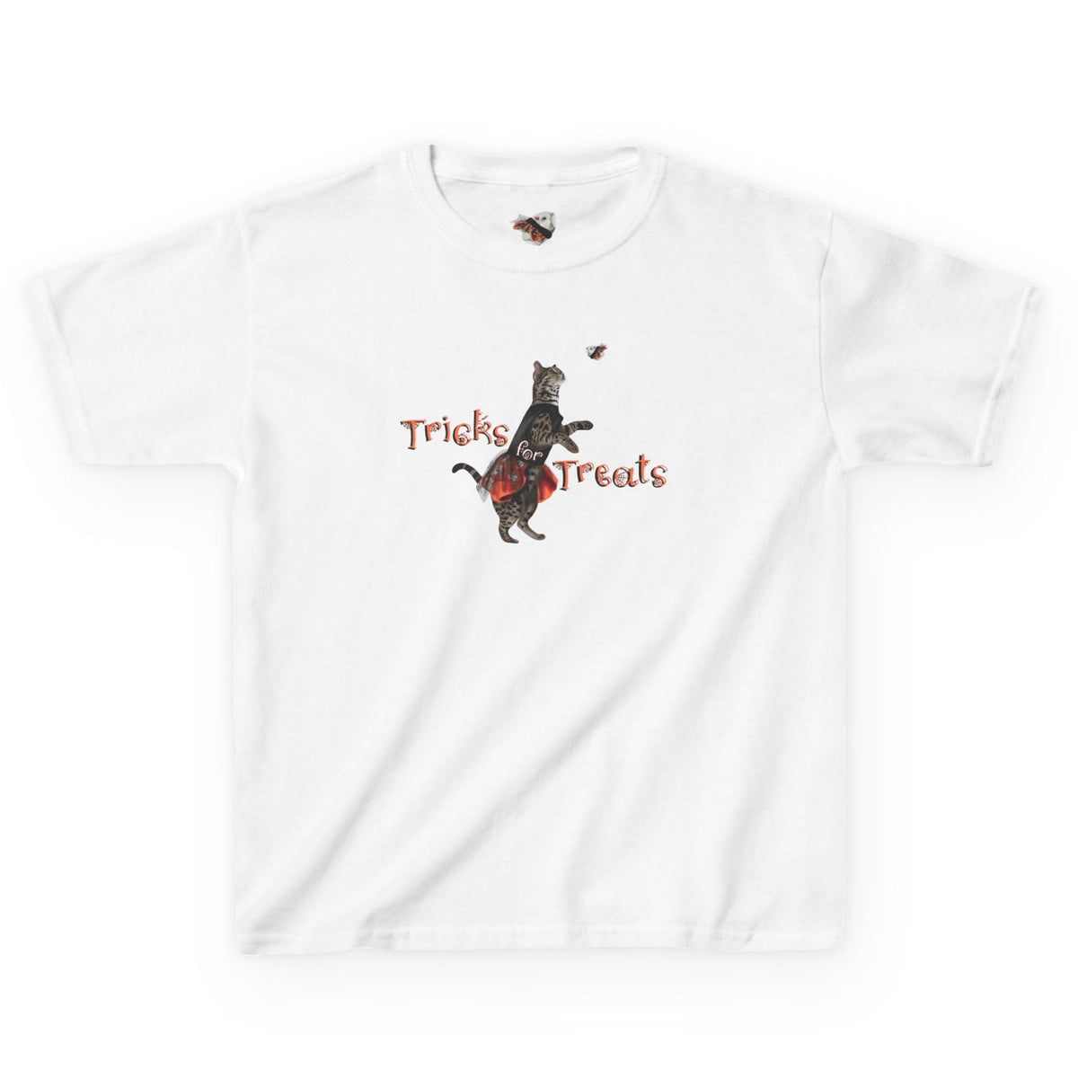 Kids Tee - "Tricks for Treats" Flounder Halloween Ballet Tee, shown in White