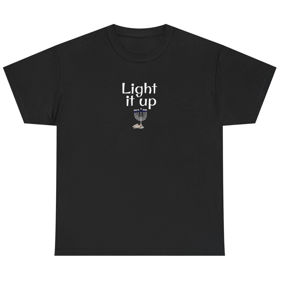 Light it Up Unisex Tee - Mouse Toy Menorah Design, shown in Black