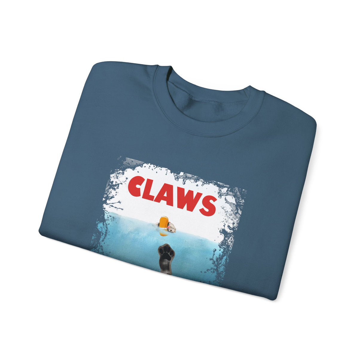 Funny Cat 'Claws' Unisex Crewneck Sweatshirt featuring Flounder and Mouse Toy