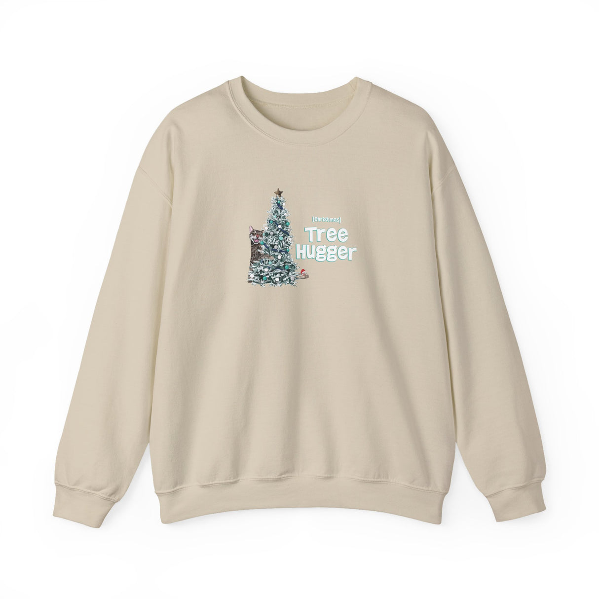 Crewneck Sweatshirt Christmas Tree Hugger Flounder the Purrmaid Design