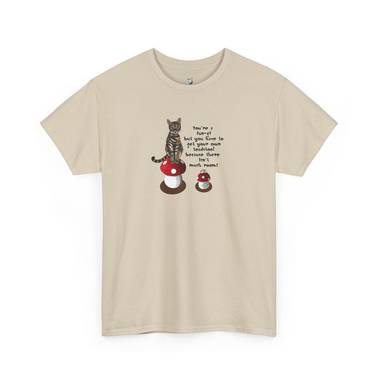 Fun-gi T-Shirt — Hand-Drawn Flounder & Mouse Toy on Toadstools, "You're a fun-gi" Design