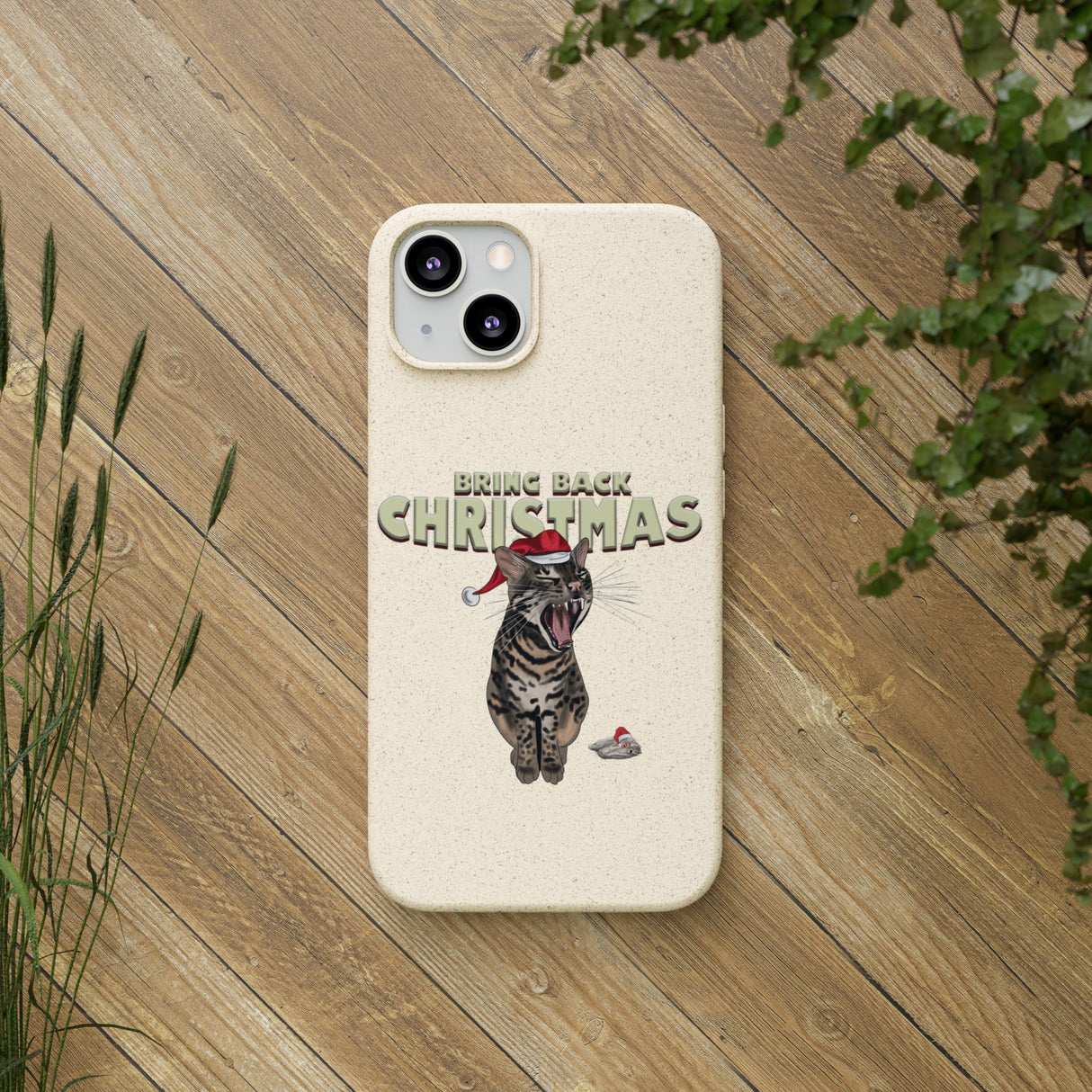 Flounder Cat - Bring Back Christmas Biodegradable Phone Case – Festive & Eco-Friendly