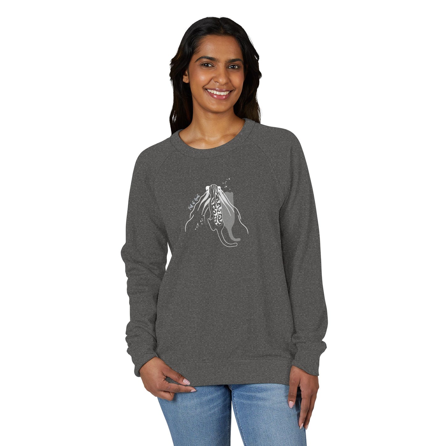 Raglan Crewneck Sweatshirt - Fish at Heart Flounder Purrmaid Inspired Design