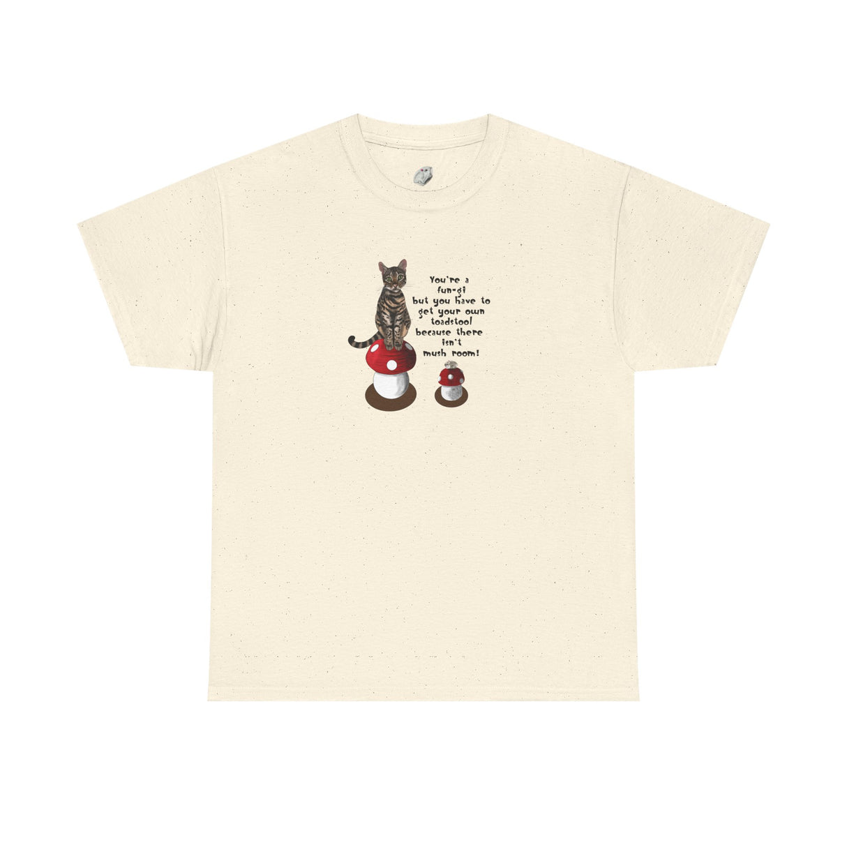 Fun-gi T-Shirt — Hand-Drawn Flounder & Mouse Toy on Toadstools, "You're a fun-gi" Design