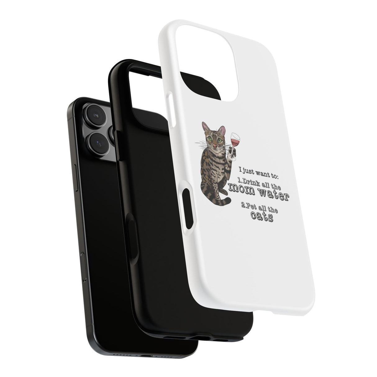 Flounder the Talking Cat Wine Glass Phone Case – "II just want to drink all the mom water"