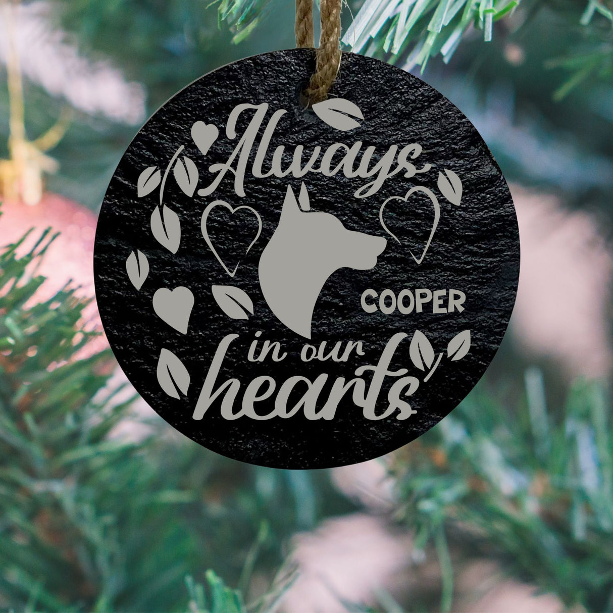Personalized Dog Memorial Slate Ornament – Always in Our Hearts