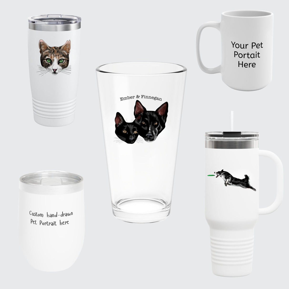 Custom Pet Portrait of Your Pet on Drinkware