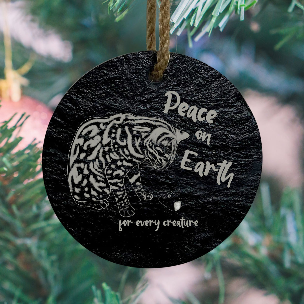 Flounder Peace on Earth Slate Ornament