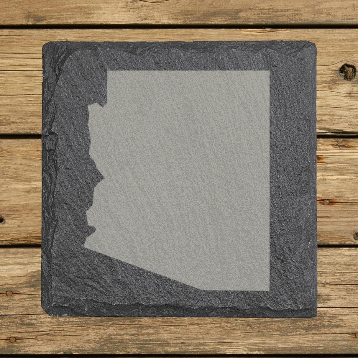 Arizona square slate coaster with the full state shape engraved