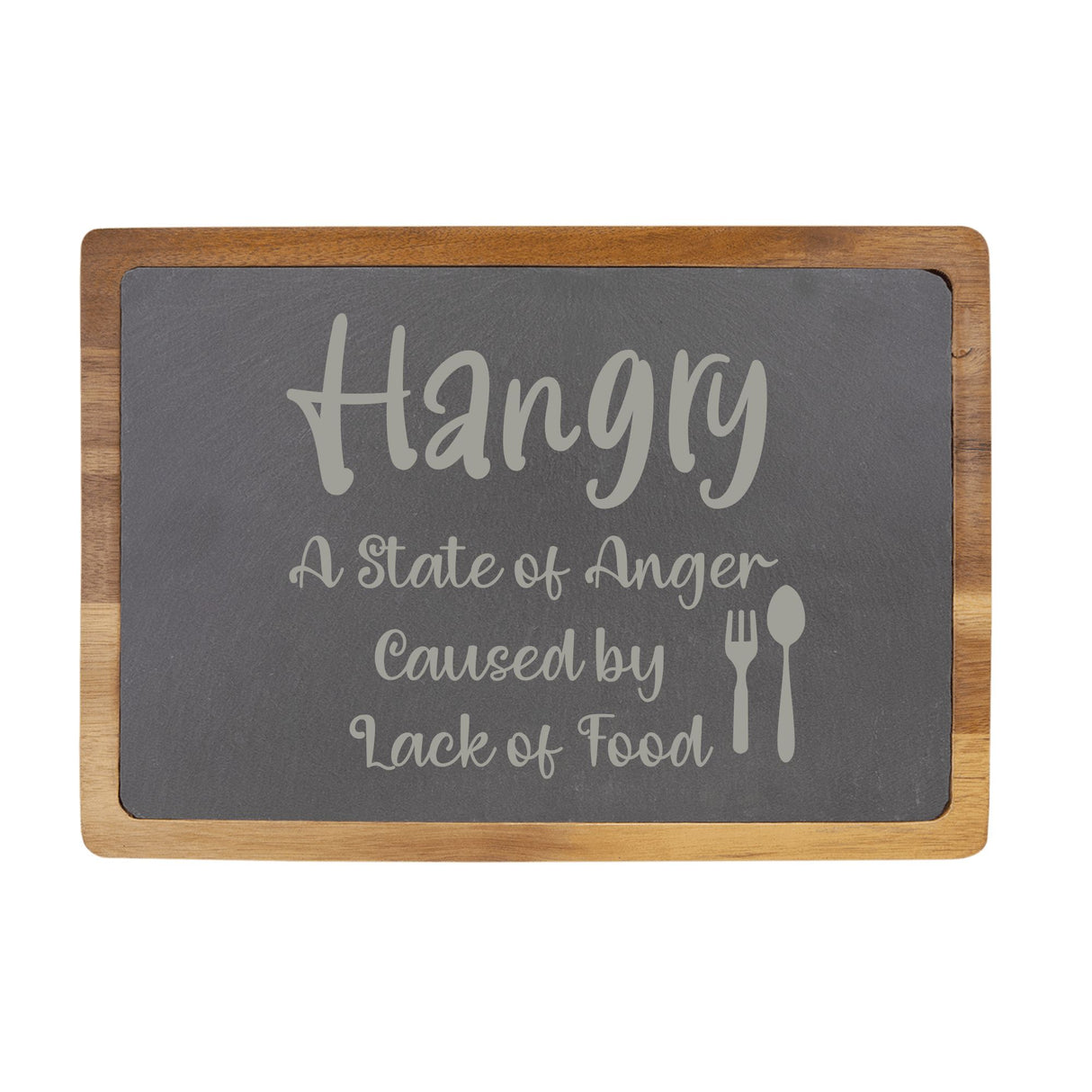 Hangry Engraved Acacia Wood & Slate Cutting Board