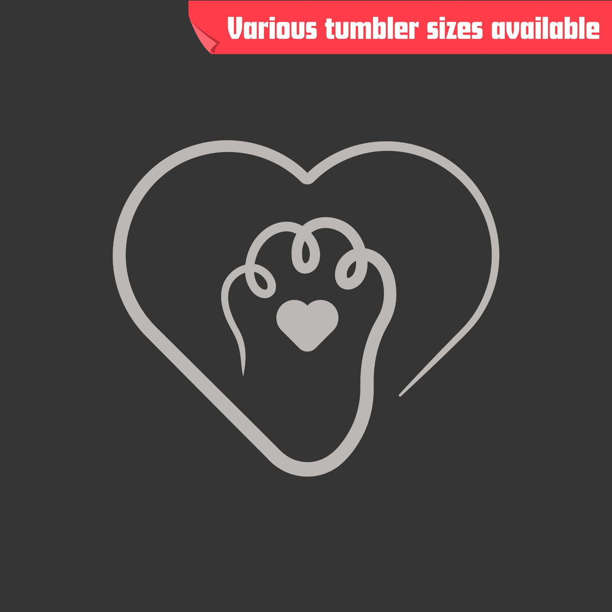 Heart Paw Tumbler - Laser Engraved Stainless Steel, Insulated