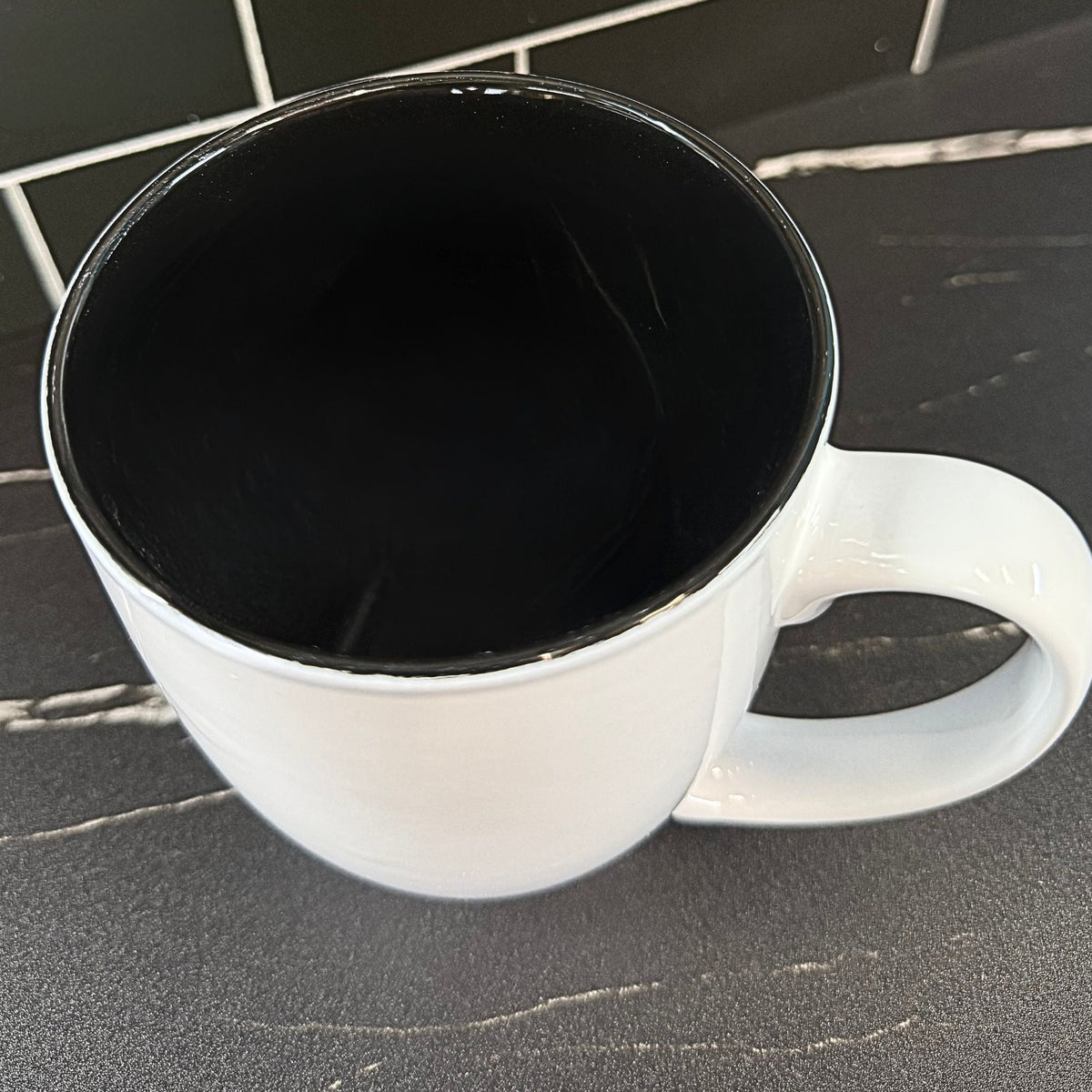 Inside of the 16 oz ceramic bistro mug showing the plain white interior