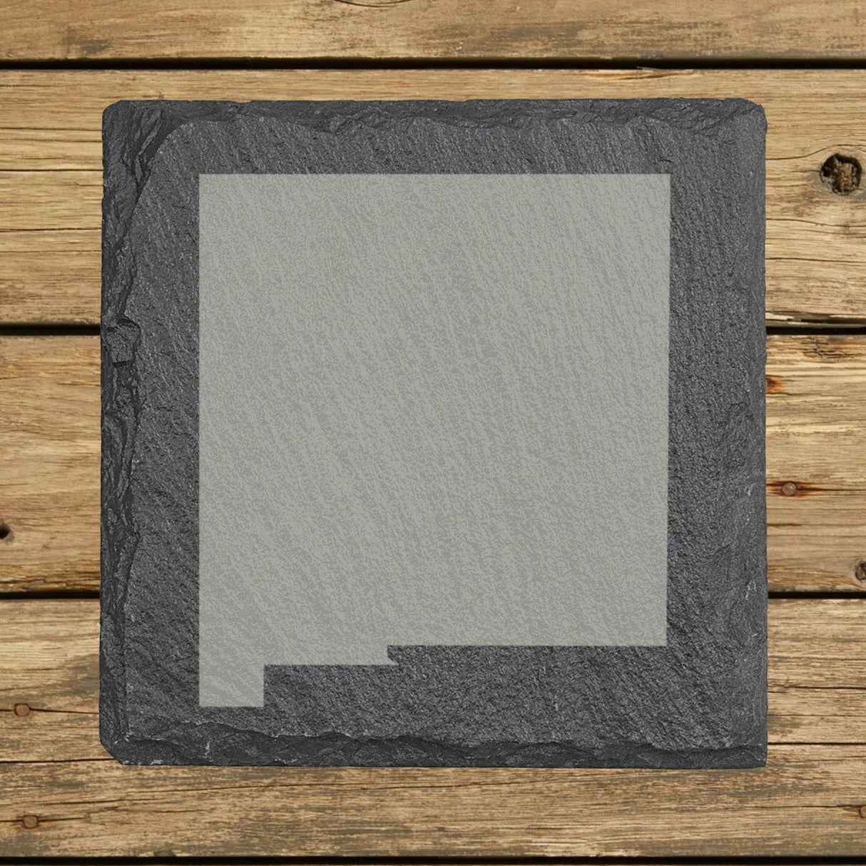 New Mexico square slate coaster with the full state shape engraved