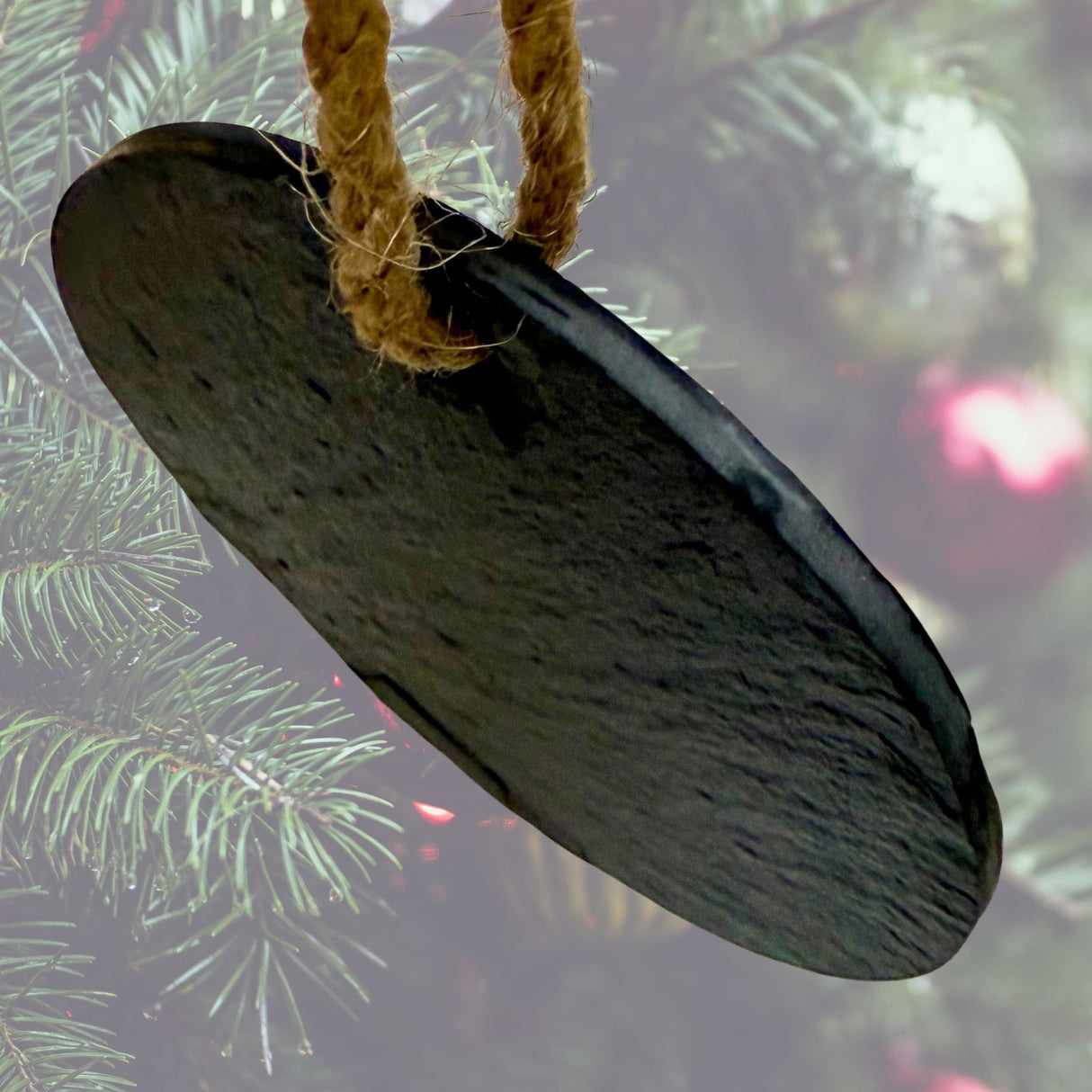 Custom Round Slate Pet Ornament with Name, Heart & Paw Print