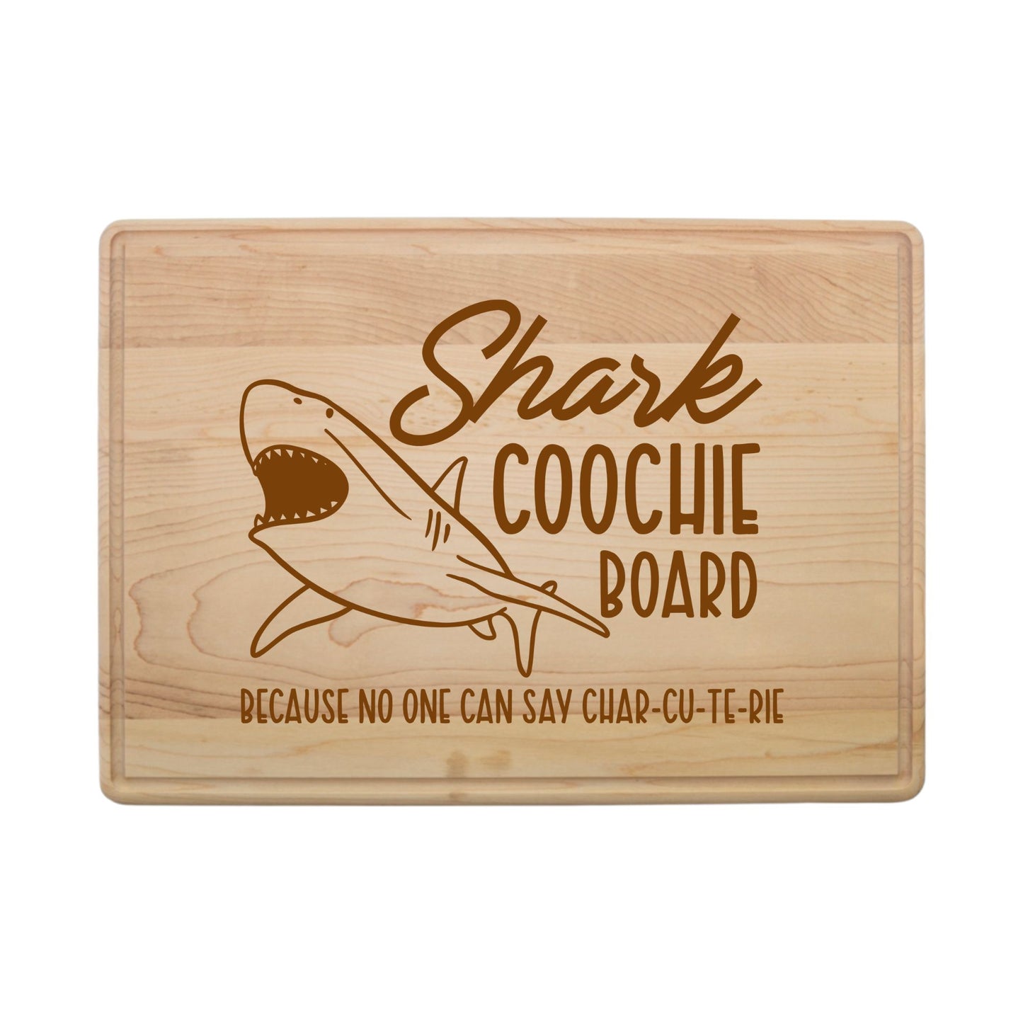 Laser Engraved Maple Cutting Board – "Shark Coochie Board" Design