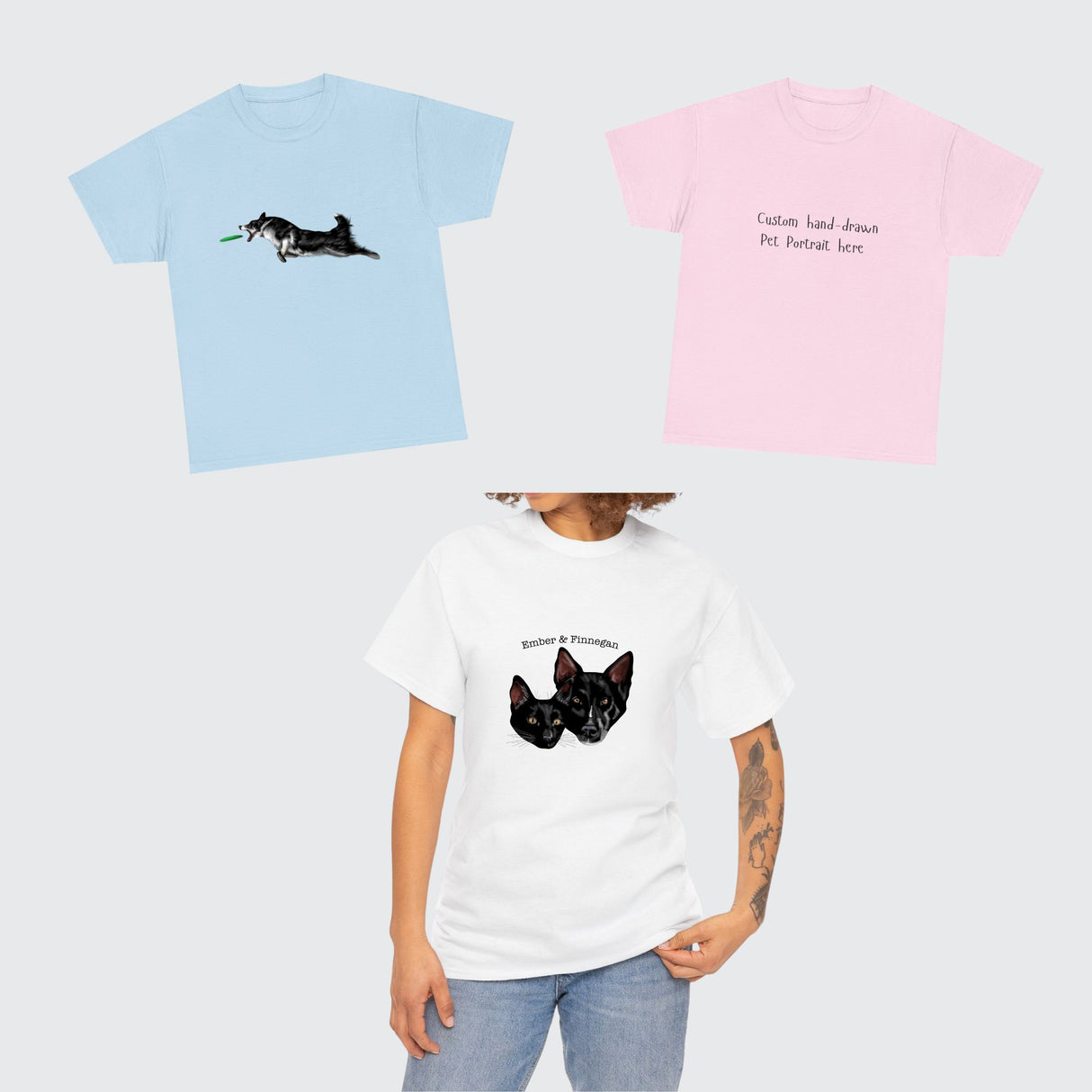 Custom Pet Portrait of Your Pet on a T-Shirt