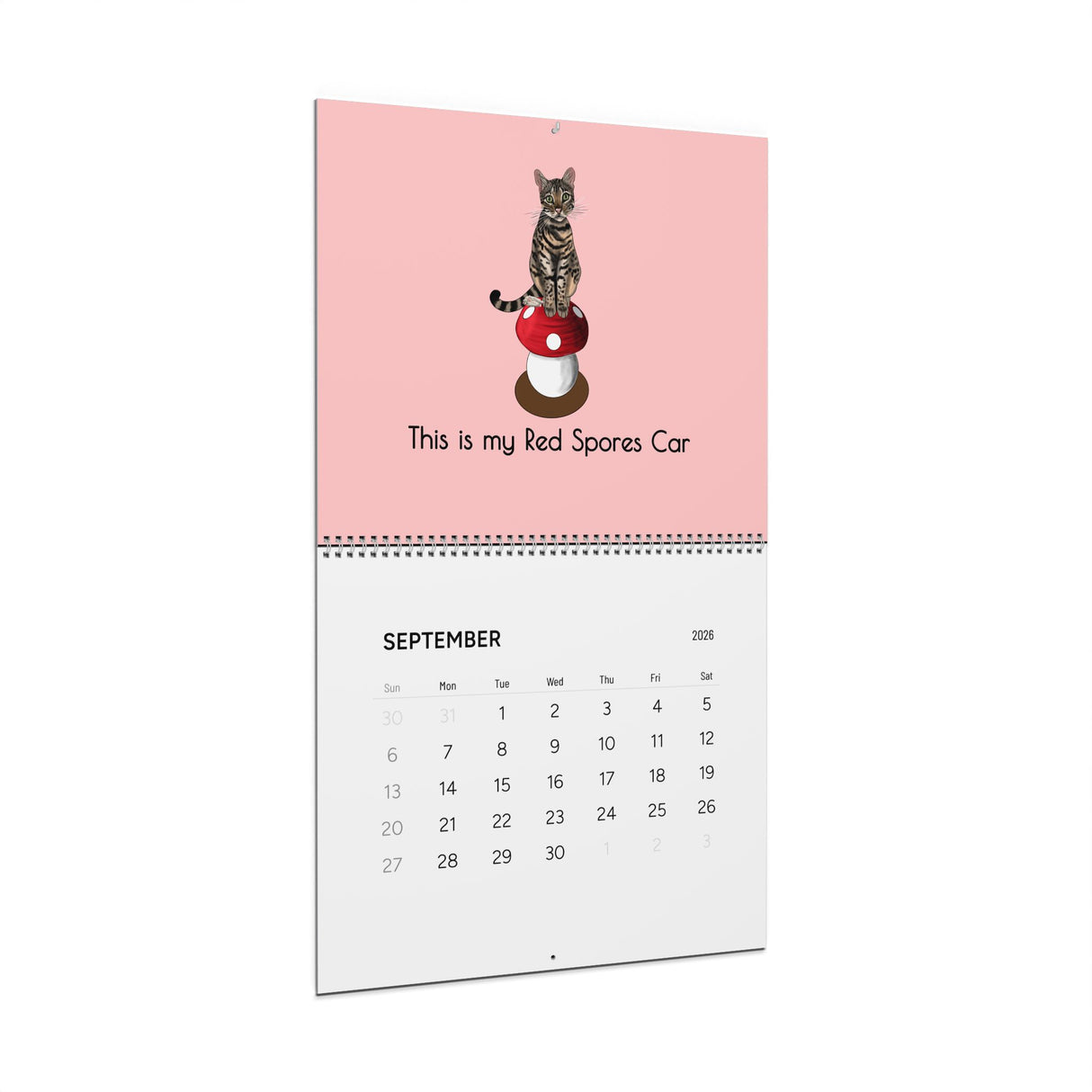 Wall Calendar 2026 FlounderLand Featuring Flounder and Mouse Toy Art Hand Drawn by Nina
