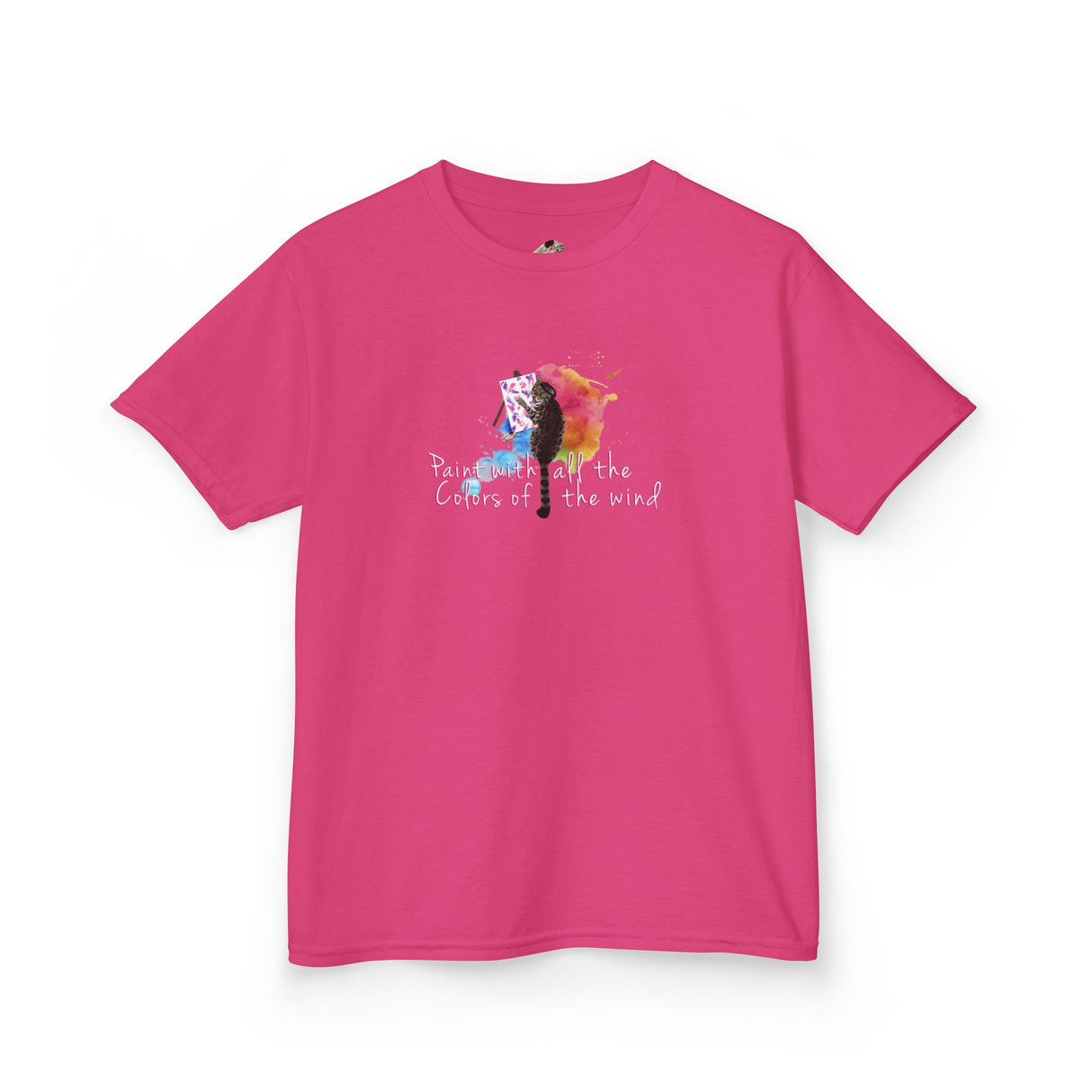 Kids Tee — “Paint With All The Colors Of The Wind” Flounder the Purrcasso Kids T-Shirt